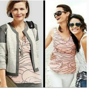 Cabi Pink Printed Sleeveless V-Neck Top